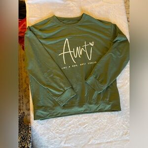 Vintage Letter Print Pullover Cool Aunt Like A Mom Sweatshirt Mama Script XL